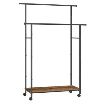 Songmics Perchero de doble barra con estante de acero de color marr&oacute;n y negro