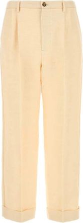 Valentino Garavani Cr&egrave;me Jute Blend Broek - Heren - Chinos - Geel - M - Jute - Broeken