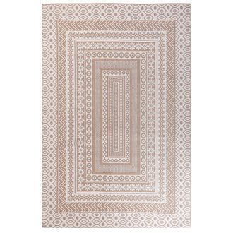 Beliani Beliani - Alfombra De Yute Beige Blanco 200 X 300 Cm Patr&oacute;n Geom&eacute;trico Suave Moderno Baglar
