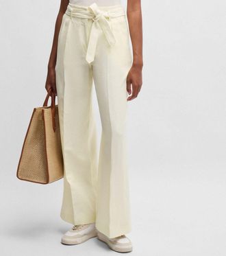 HUGO BOSS Dames Boss Tepiala broek met wijde pijpen in wit