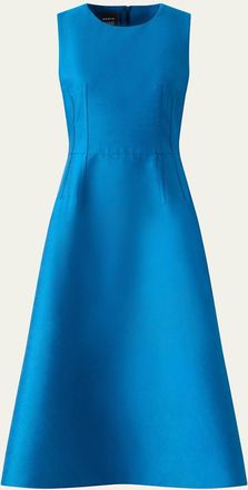 Akris Dupion Sleeveless Silk Shantung Midi Dress