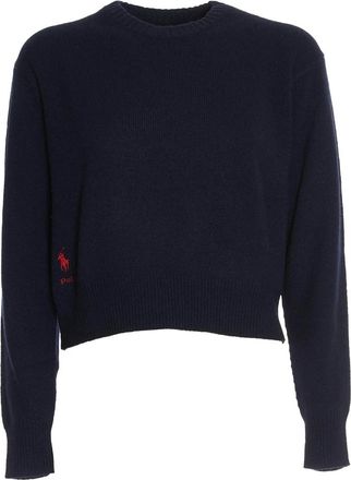 Polo Ralph Lauren Elegante Groene Jas Verdone Aw 24 - Dames - Ronde hals truien - Blauw - XL - Truien & Vesten