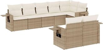 vidaXL Vidaxl - Juego De Sof&aacute;s De Jard&iacute;n Con Cojines Beige 8 Pzas Rat&aacute;n Pe