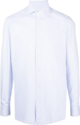 Borrelli Napoli striped long-sleeve cotton shirt - men - Cotton - 39 - Blue