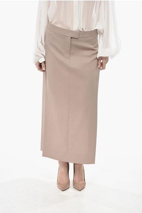 The Attico Wool Pencil Skirt With Side Slits size 42