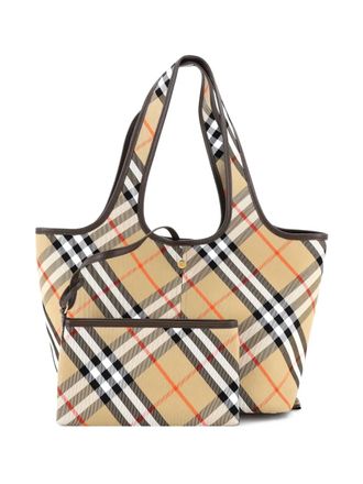Burberry East-West Vintage Check Canvas Small tote bag - Brown