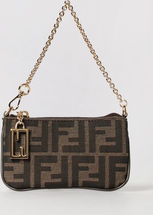 Fendi Pochette Flat Pouch Baguette Fendi in misto cotone con monogram FF jacquard