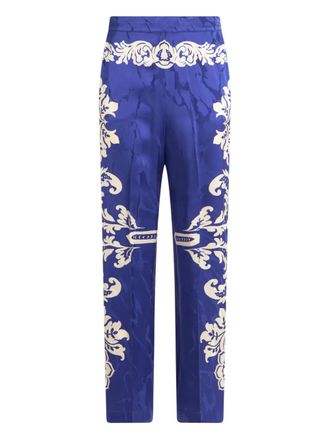 Etro baroque print tapered trousers - Blue
