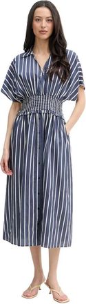 Joseph Ribkoff Midi jurk met pasvorm en flair en strepen - Dames - Casual kleedjes - Blauw - M - Leer - Kleedjes