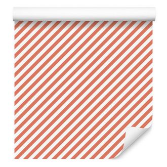 OEM Carta Da Parati A Righe Color Corallo E Pesca Per Soggiorno E Camera Da Letto, 50x1000 Cm