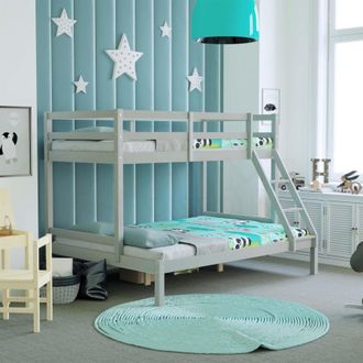 Home Discount Vida Designs Sydney Triple Sleeper Bunk Bed Frame Bedroom Furniture in Grey | Size: Single