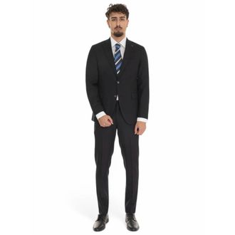 Michael Kors Single Breasted Suits, male, Blue, M, Textured fabric suit with 2 buttons