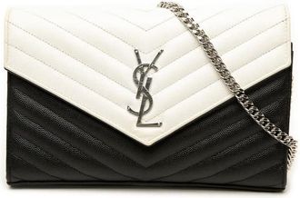 Saint Laurent Pre-owned Saint Laurent Bicolor Grain De Poudre Chevron Monogram Envelope Chain Wallet Ladies RSUL5PWYYLVQ9ESF