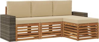 vidaXL Conjunto De Sof&aacute;s De Exterior 4 Uds. Natural Y Beige Vidaxl