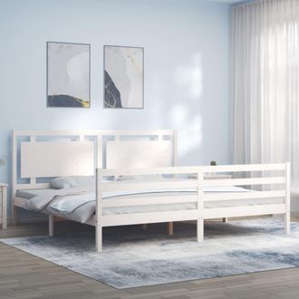 vidaXL Vidaxl - Estructura De Cama Con Cabecero Madera Maciza Blanco 200x200 Cm