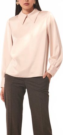 Tara Jarmon Long Sleeve Silk Top In Champagne