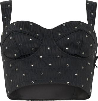 Moschino Korsett Top met Polka Dots - Dames - Tops zonder mouwen - Zwart - XS - Katoen - Tops