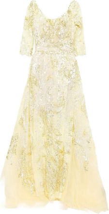 Saiid Kobeisy Embroidered Long Dress With Overskirt