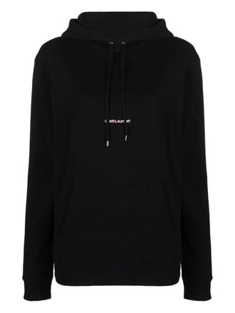 Saint Laurent Hoodie met logoprint en trekkoord - Zwart