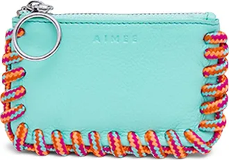 Aim&eacute;e Cord Trim Zip Pouch in Jelly Mint (Pink) at Nordstrom