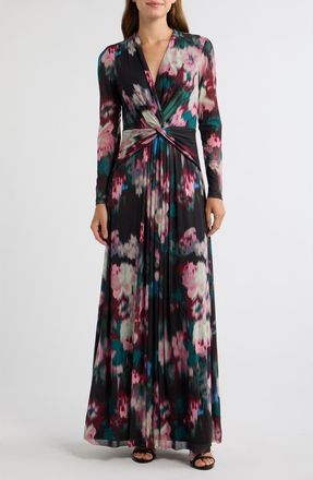 Anne Klein Twist Front Maxi Dress in Deep Jade Multi at Nordstrom, Size 12