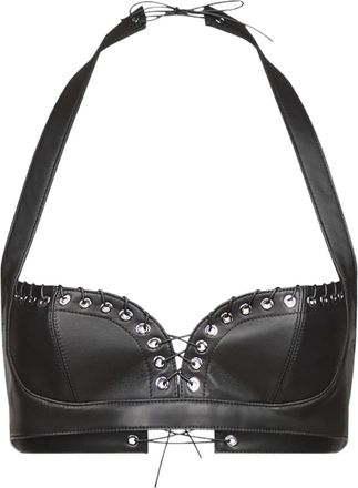 Ludovic de Saint Sernin Robin leren top met ringlets - Zwart