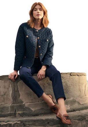 Jessica London Quilted Denim Lady Jacket in Indigo Quilting at Nordstrom, Size 20