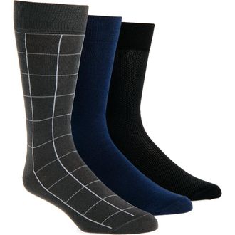 Lorenzo Uomo Assorted 3-Pack Cotton Blend Dress Socks in Black at Nordstrom Rack