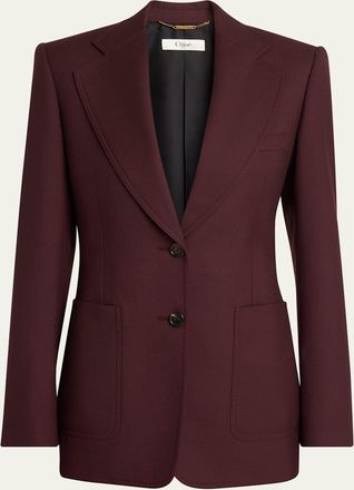 Chlo&eacute; Wool Gabardine Single-Breasted Blazer Jacket