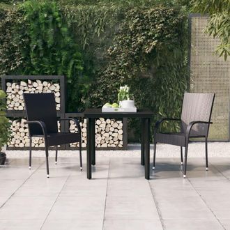 vidaXL Juego De Comedor De Jard&iacute;n 3 Piezas Negro Vidaxl