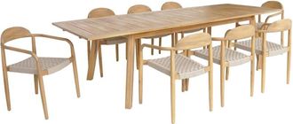 Sweeek Mesa de jard&iacute;n de madera de acacia con 8 sillas, natural