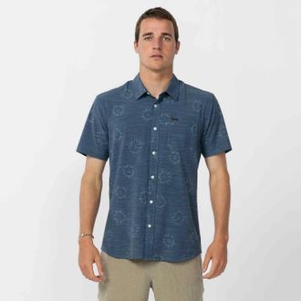 O'Neill Trvlr Upf Traverse Short Sleeve Standard Button-Up Shirt In Midnight Navy