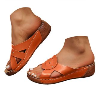 Generic Orthopedic Sandals with Arch Support Flip Flops for Women Wedge Sandals Comfortable Walking Sandals Cushion Platform Sandals Dressy Summer Slip on San