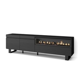Skraut Home Skraut Home - Mueble Tv, Televisi&oacute;n, Muebles De Sal&oacute;n, Almacenaje, 200x57x35cm, Para Tv Hasta 80, Chimenea El&eacute;ctrica, Dise&ntilde;o Industrial, Estilo Modern