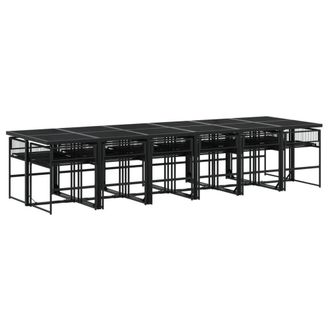 Berkfield Home Beautiful 13 Piece Garden Dining Set Black Poly Rattan