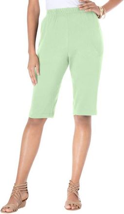 Roaman's Plus Size Soft Knit Pull On Bermuda Short in Green Mint at Nordstrom, Size Small