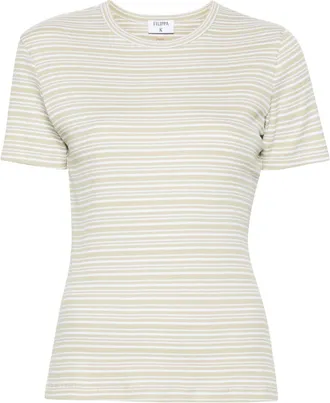 Filippa K striped ribbed T-shirt - women - Organic Cotton - M - Yellow