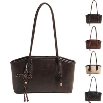 Generic Shoulder Bag for Women Brown Shoulder Handbags Faux Leather Hobo Purse Vintage Hobo Bags with Cute Pendant (Coffee)