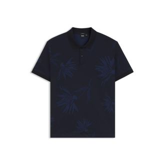 BOSS Mercerised-cotton polo shirt with floral jacquard