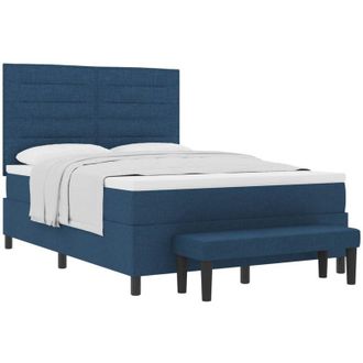 vidaXL Box Spring Bed with Mattress Blue 160 x 200 cm Fabric vidaXL
