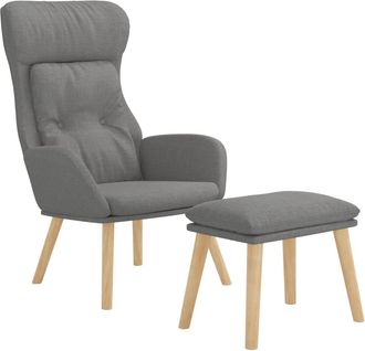vidaXL Sill&oacute;n De Relax Con Taburete Tela Gris Claro Vidaxl