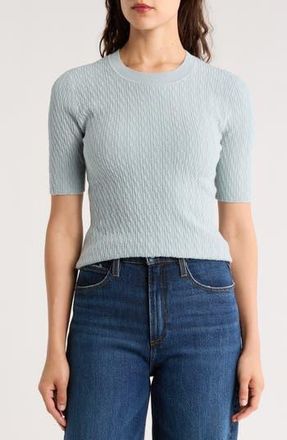 Rag & Bone Tam Short Sleeve Cable Knit Sweater in Blufog at Nordstrom Rack, Size Medium