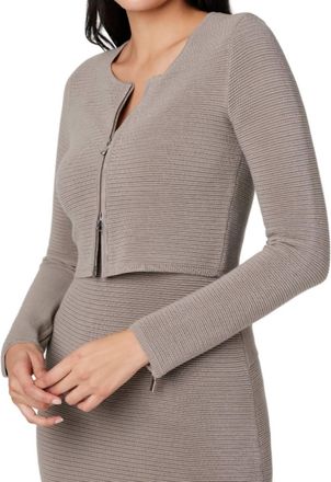 Toccin Tasha Zipper Crop Cardigan In Mushroom
