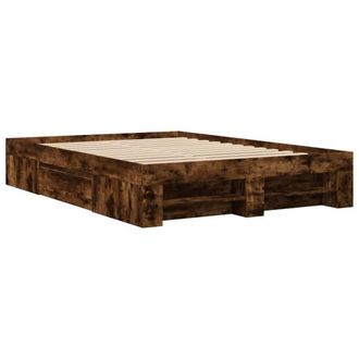Berkfield Home Durable Bed Frame without Mattress Smoked Oak 140x190 cm Engineer in Brown