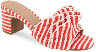 Aerosoles Gabbie Ruffle Sandal in Eggnog/Racing Red Stripe at Nordstrom, Size 7.5