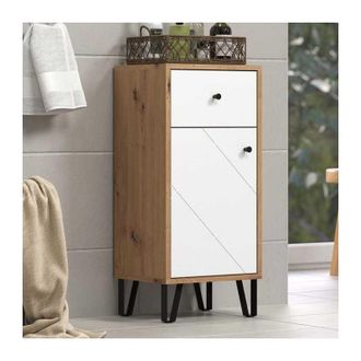 Trendteam Touch Armoire De Salle De Bain Mat Blanc, Chene D&eacute;cor