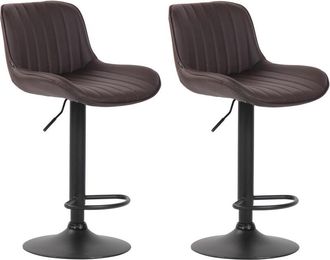Clp Set di 2 sgabelli da bar Lentini in similpelle marrone nero
