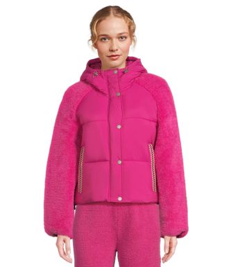 UGG Womens Mykah Uggbraid Puffer Jacket Coat, Chroma Pink, XL