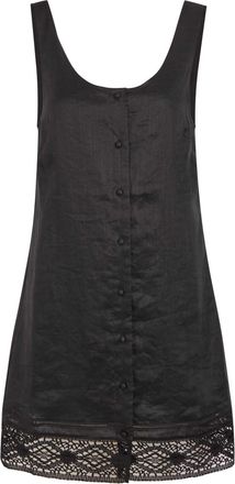 Frame Denim The Heirloom Embroidered Ramie Mini Dress - Black - S (UK8-10 / S)
