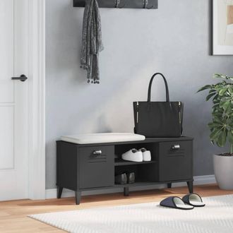Berkfield Home Shoe Bench VIKEN Black 106x35x45 cm Solid Wood Pine | Size: 106 x 35 x 45 cm